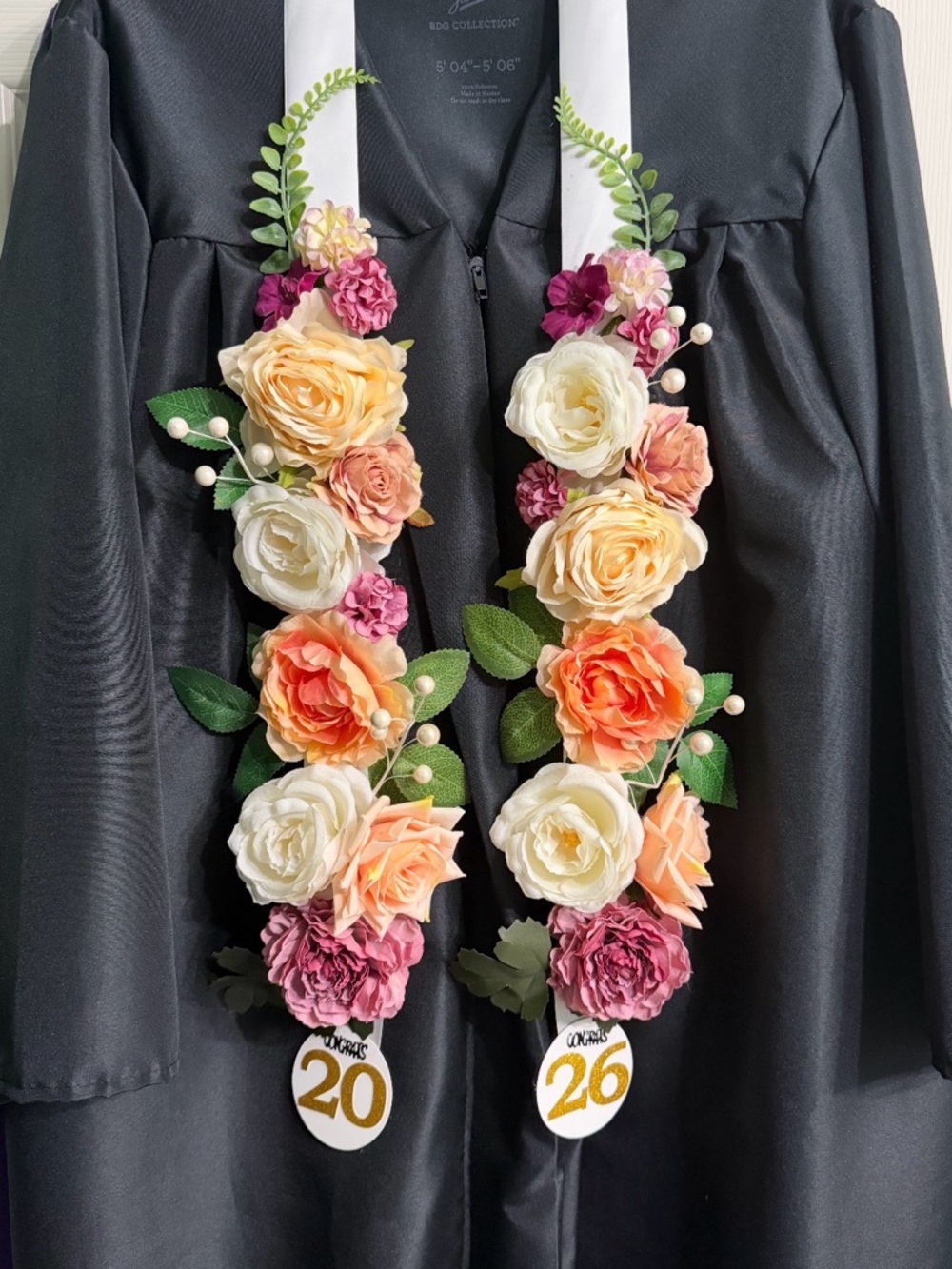 Floral Ribbon Lei Scarf in Pink, Blue & Peach by - Picture 9 of 10